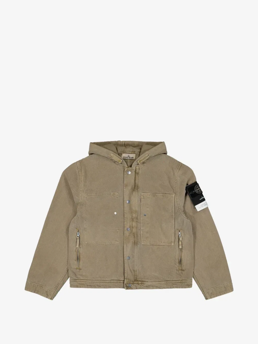 Куртка из хлопкового габардина с логотипом TC Stone Island, бежевый
