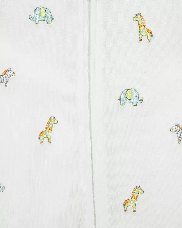 Детский комбинезон для мальчиков с длинным рукавом Safari Animals Footie Little Me, Ivory — фото 4