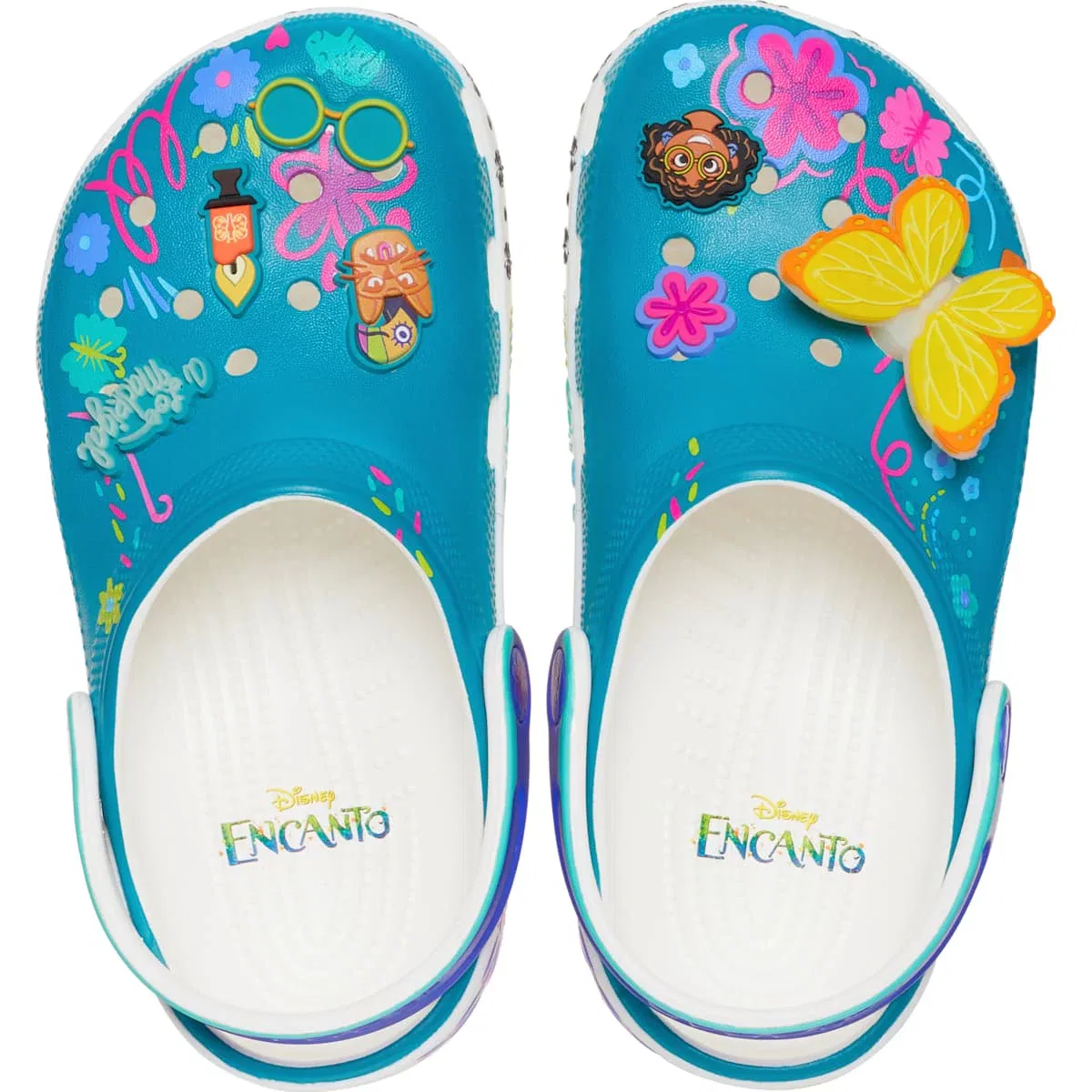 Детские сабо для девочек с принтом Encanto Mirabel Classic Clog Crocs, White — фото 3