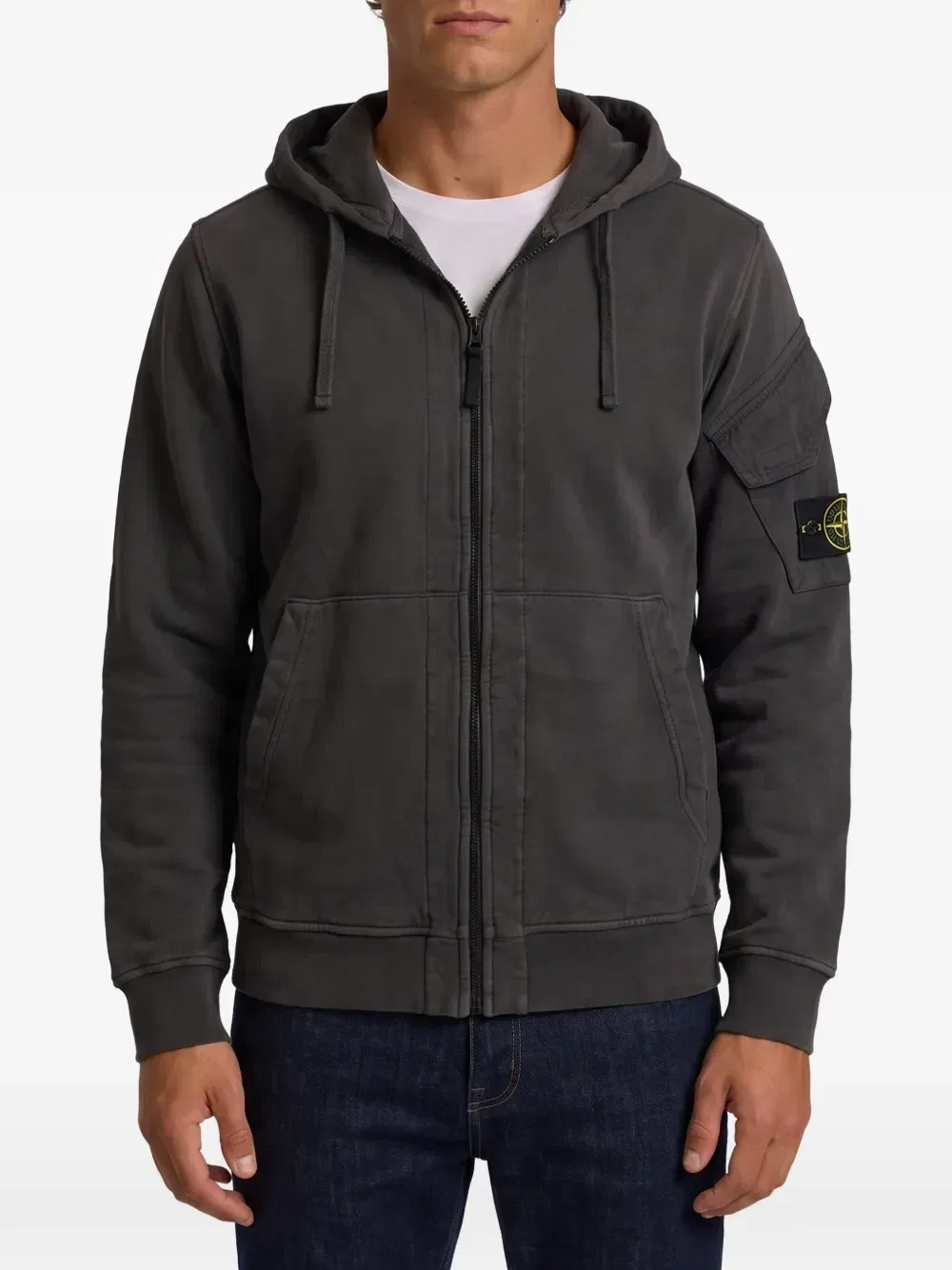 Толстовка из органического хлопка с начесом Stone Island, серый