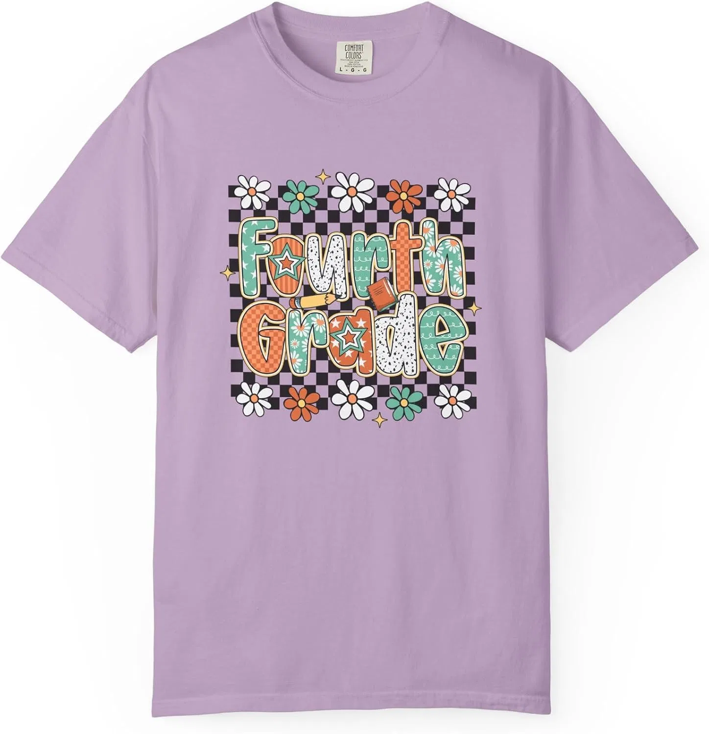 Футболка с ретро-принтом для учителя Comfort Colors 1717, Orchid