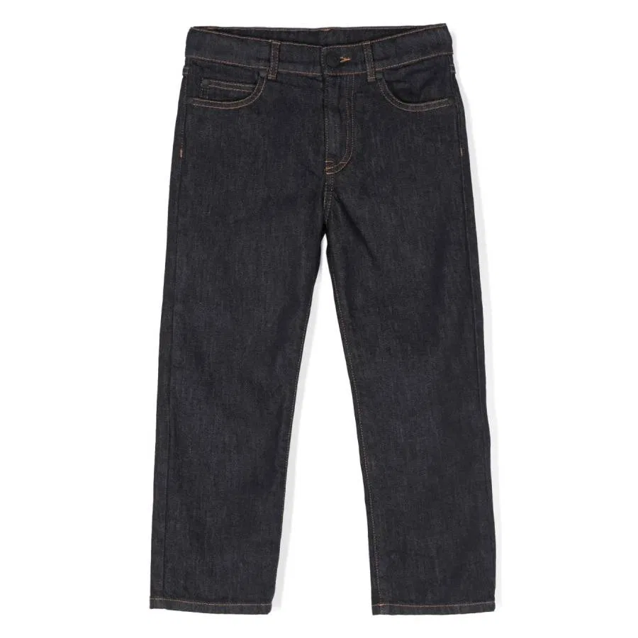 Джинсы с вышитым логотипом Kids Dark Blue Embroidered Logo Jeans Moncler, Navy
