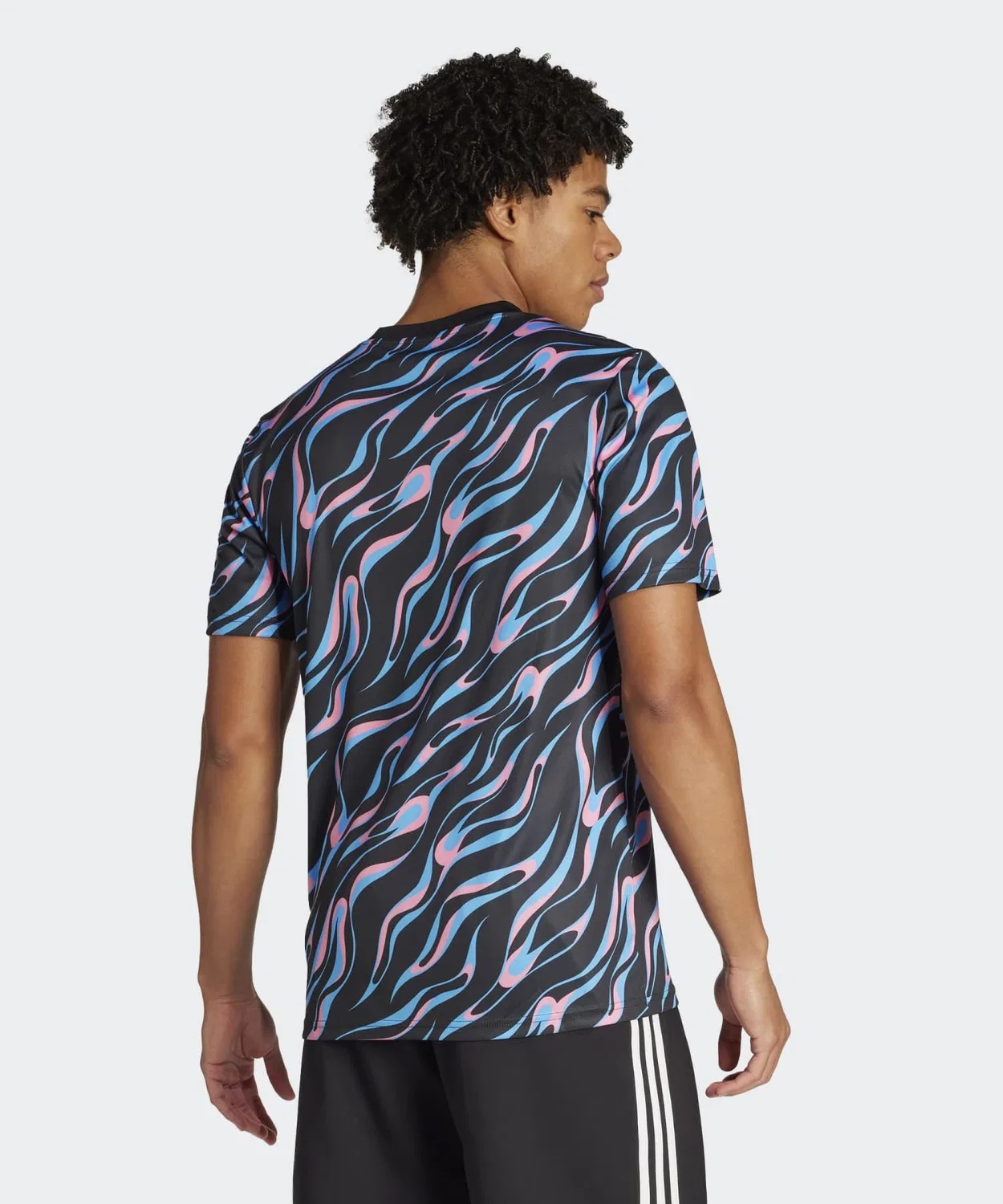 Мужская футболка-поло с принтом Adidas, Черный — фото 2