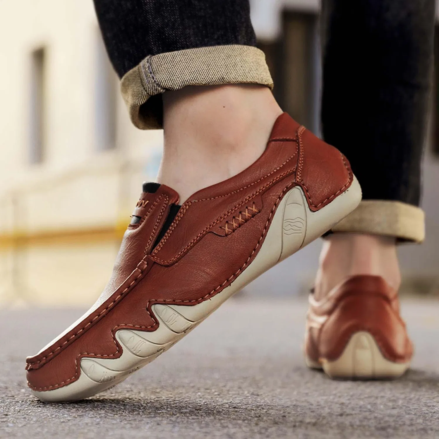 Детские мокасины slip-on с толстой подошвой, Caffè — фото 3