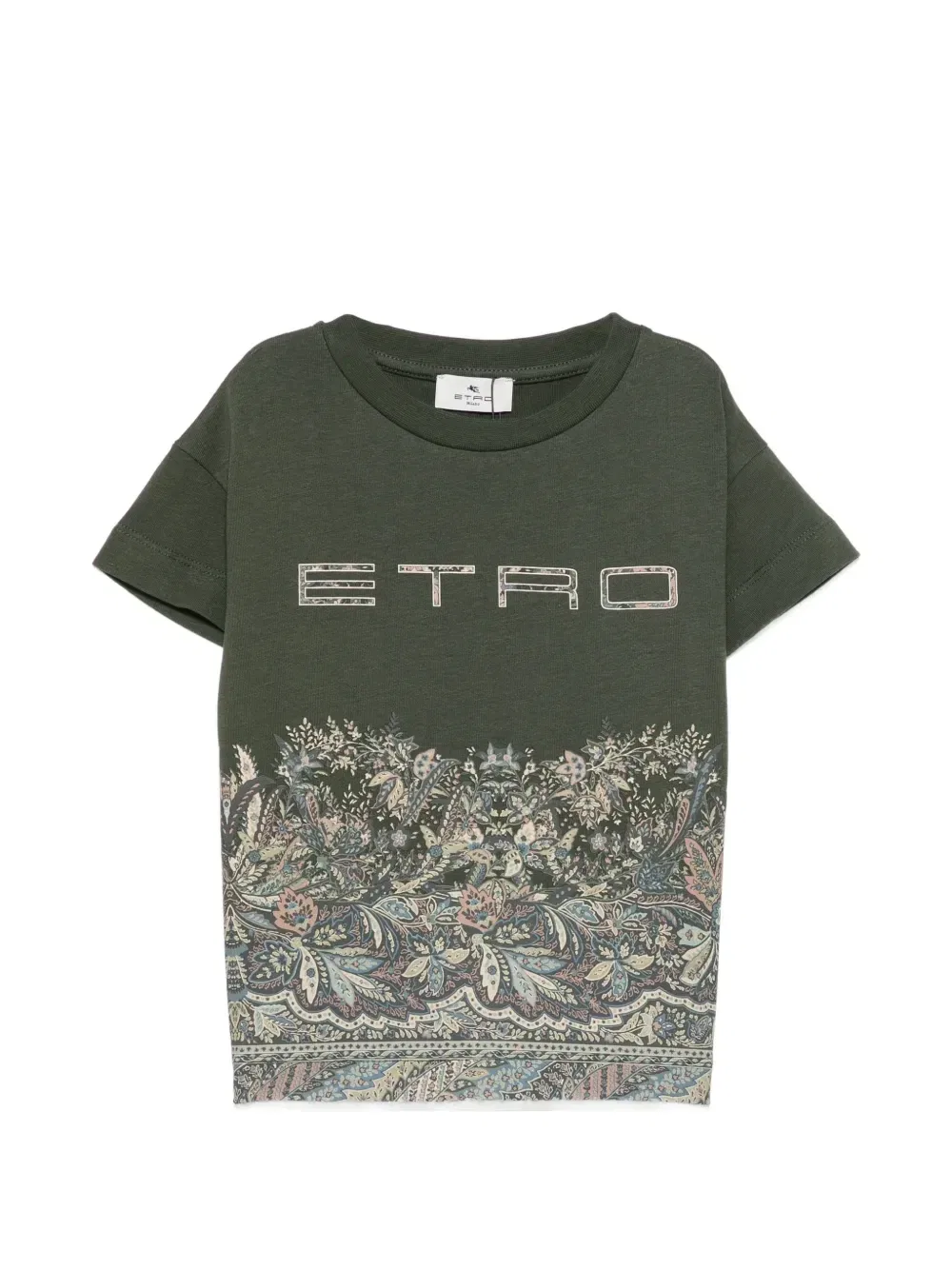 Футболка с логотипом и принтом пейсли Etro Kids, зеленый