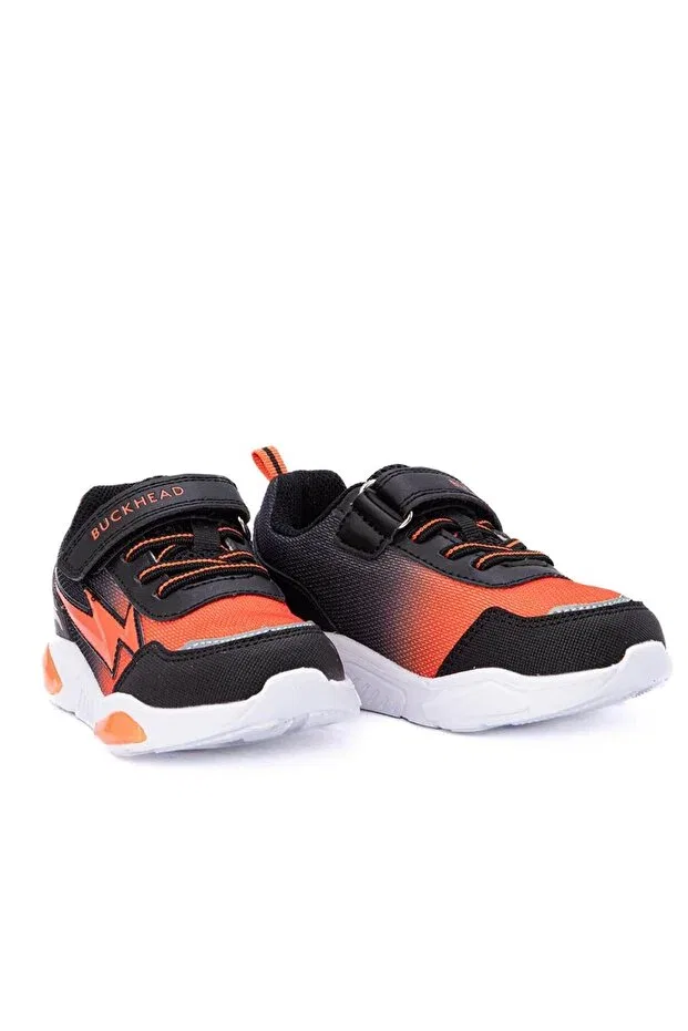 Детские кроссовки для девочек с липучками Cyrus Kids Buckhead, Black-Orange — фото 3