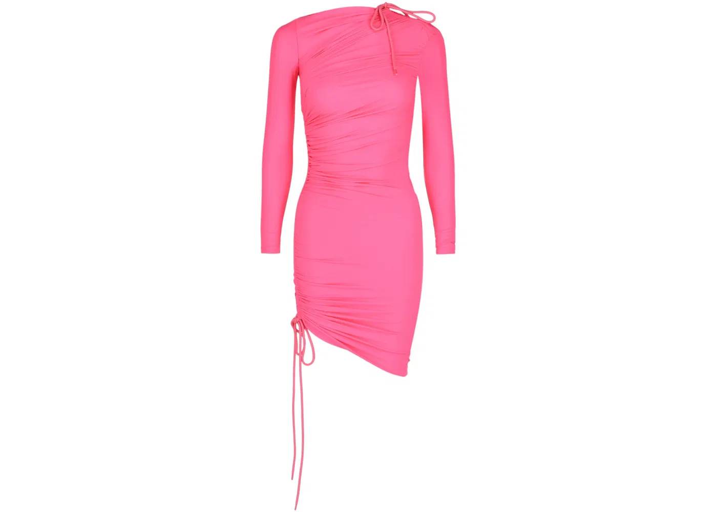 Женское мини-платье с драпировкой Balenciaga, Pink Fluorescent
