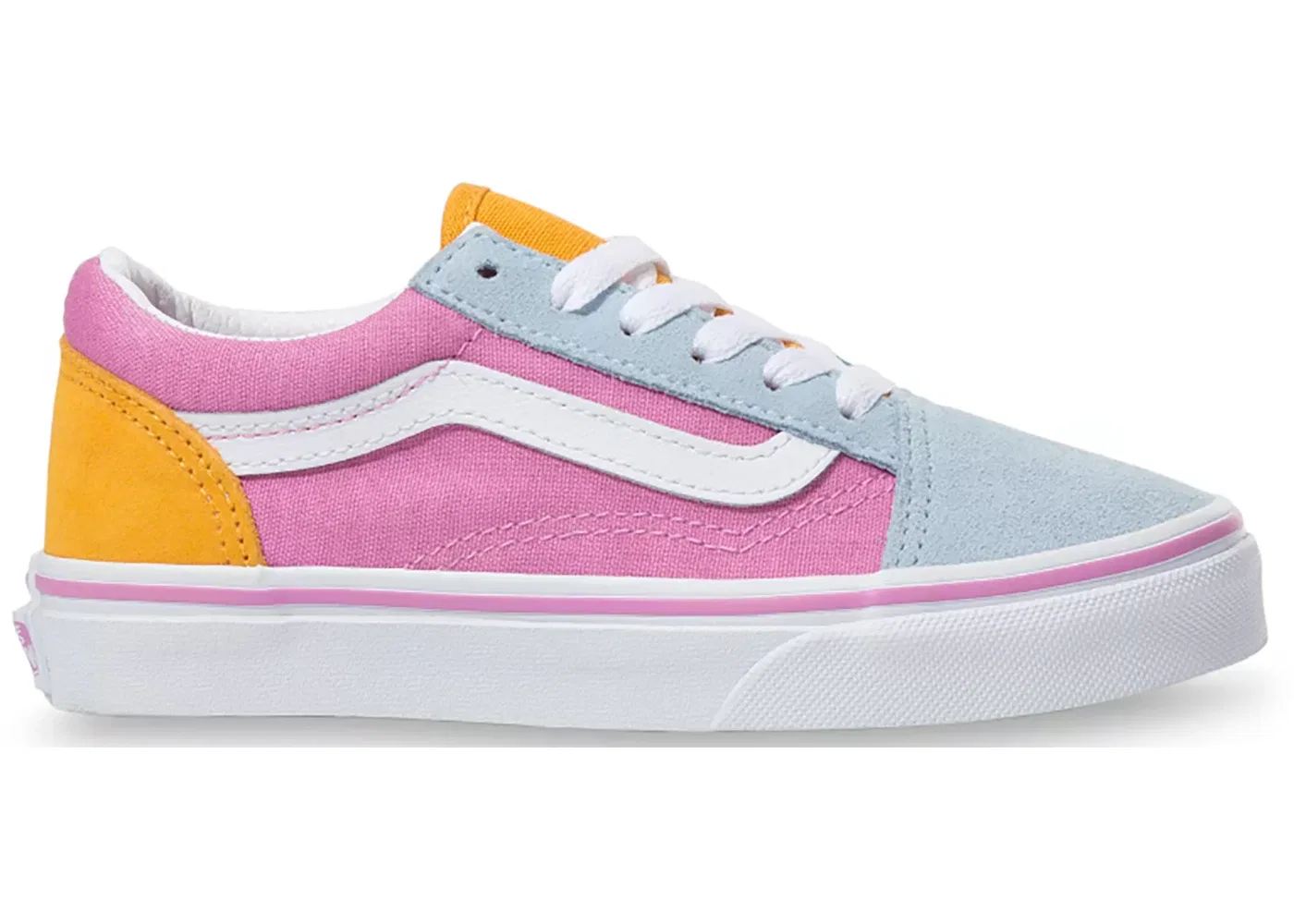 Детские кроссовки с цветовой блокировкой Vans Old Skool, Fuchsia Pink/True White