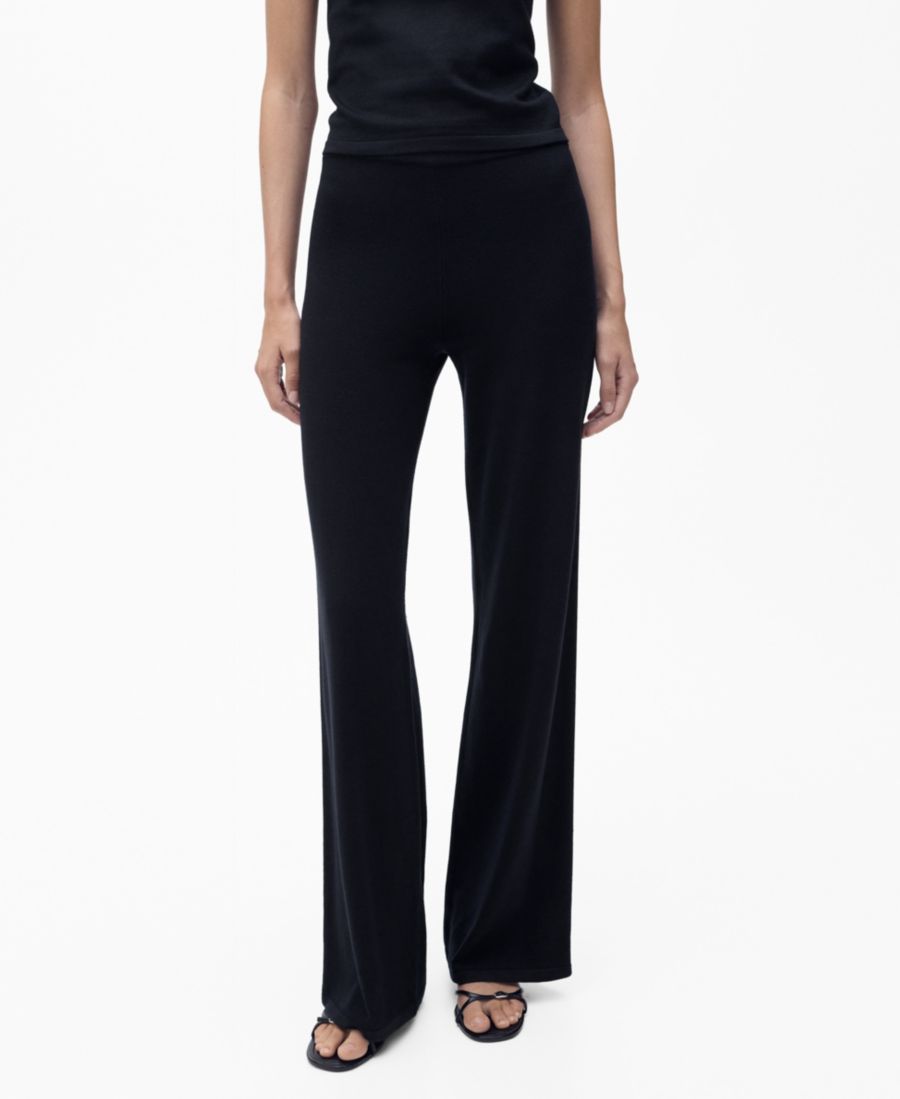 

Женские брюки из тонкого трикотажа с широкими штанинами MANGO, Dark Navy