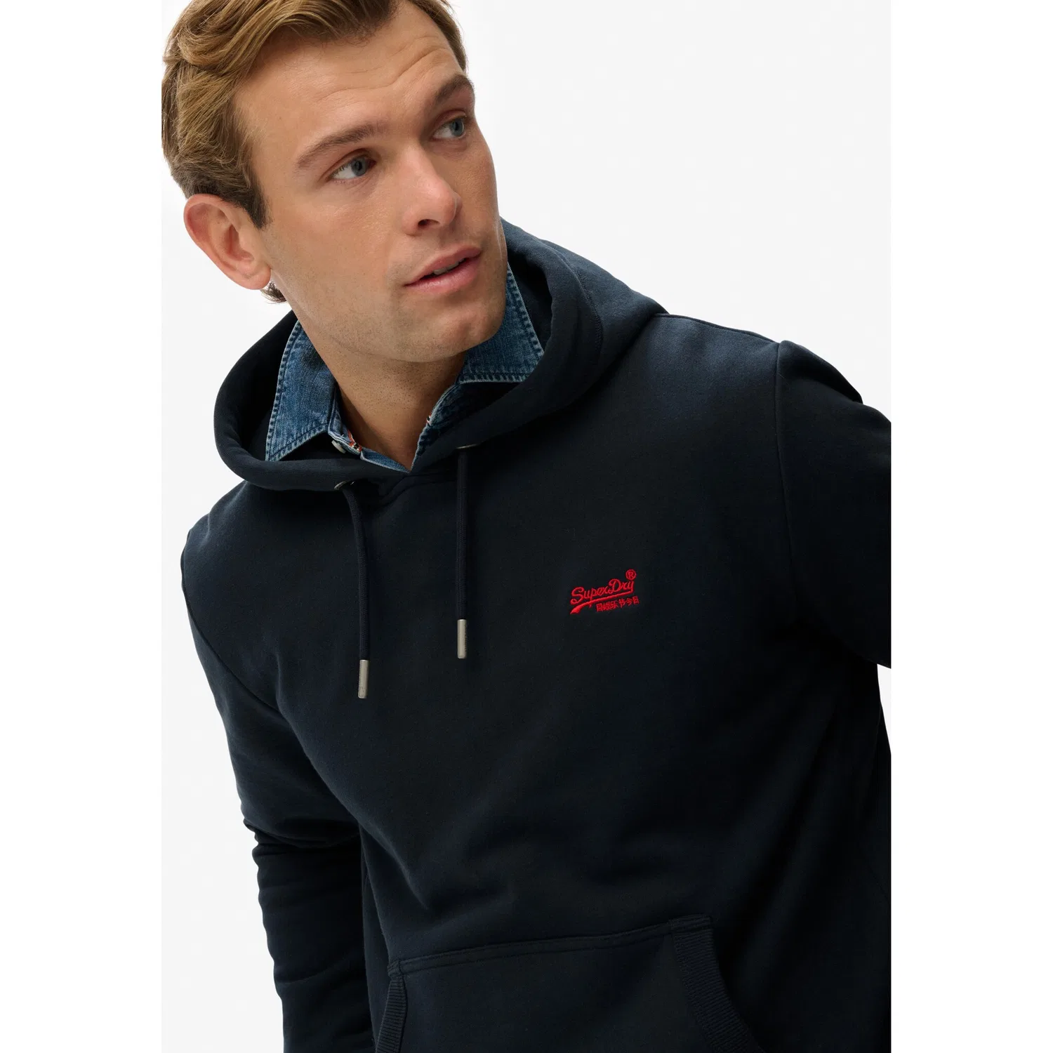 Мужской свитшот с капюшоном с логотипом Essential худи Superdry, Eclipse Navy — фото 4