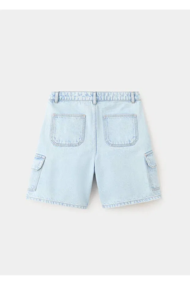 Детские шорты для мальчиков джинсовые с вышивкой Mango Kids, Light Blue — фото 2