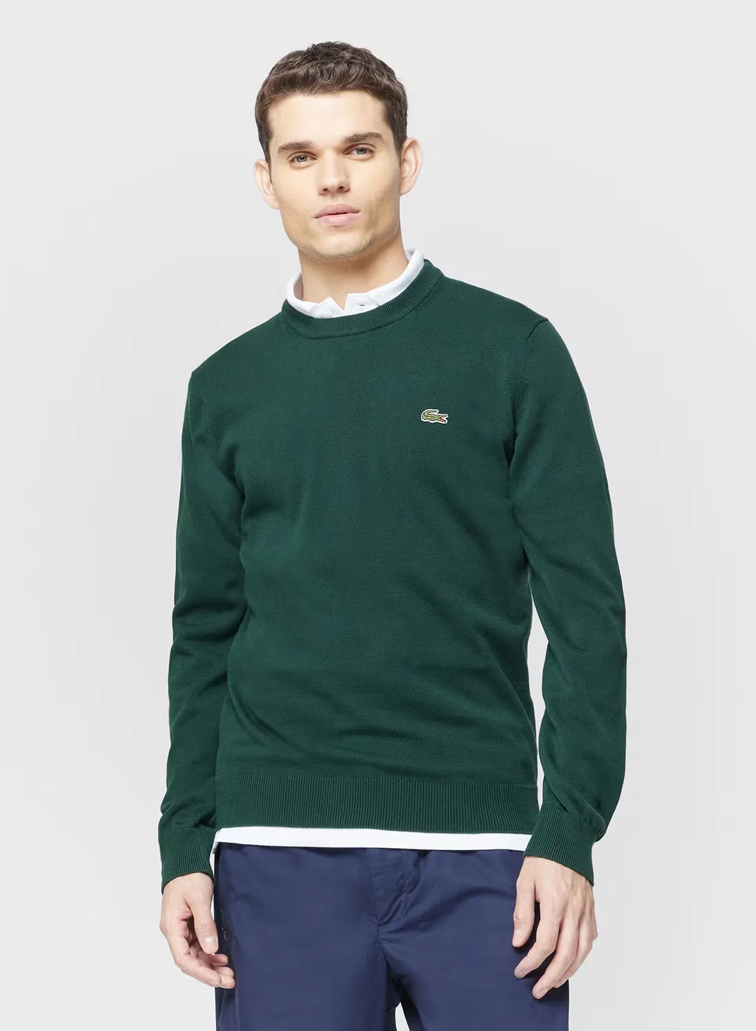 Свитшот с круглым вырезом Monochrome Lacoste, зеленый
