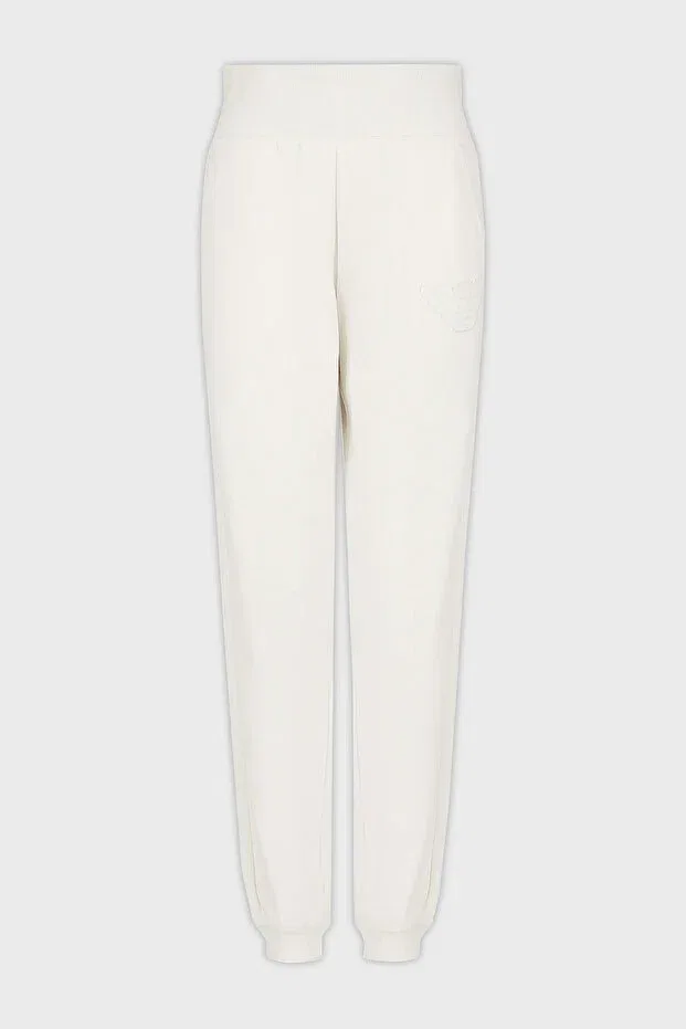 Женские брюки хлопковые джоггеры Basics Emporio Armani, Ecru — фото 4