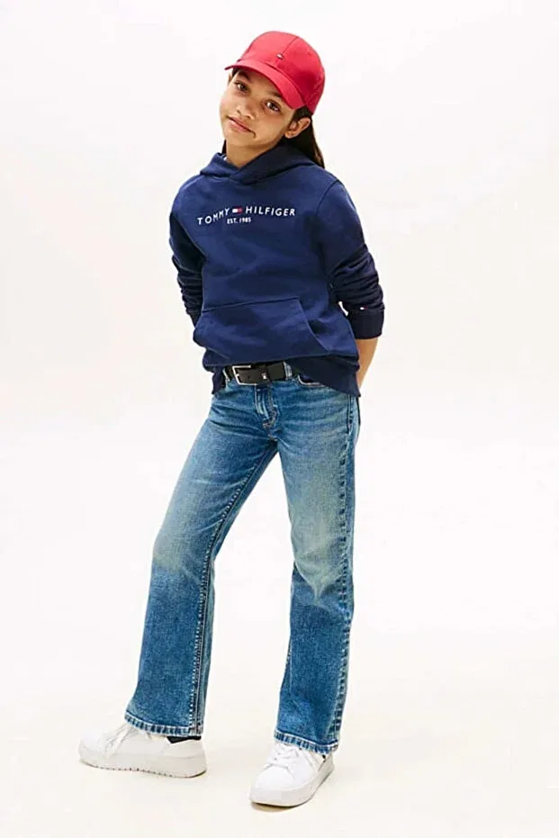 Детское худи с принтом Essential Hoodie Tommy Hilfiger, Twilight Navy