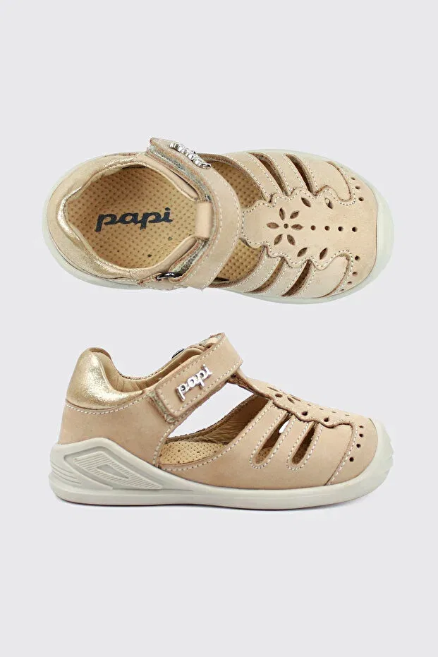 Детские туфли для начинающих ходить из натуральной кожи Canopus Papi Ayakkabı, Beige
