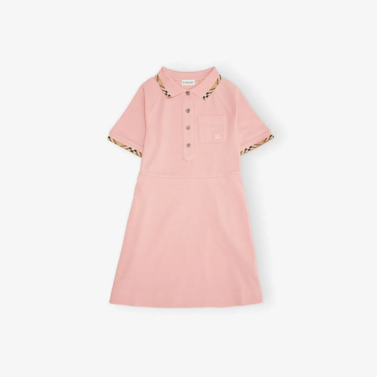 Хлопковое платье-поло romola в клетку, возраст 4-14 лет Burberry, розовый