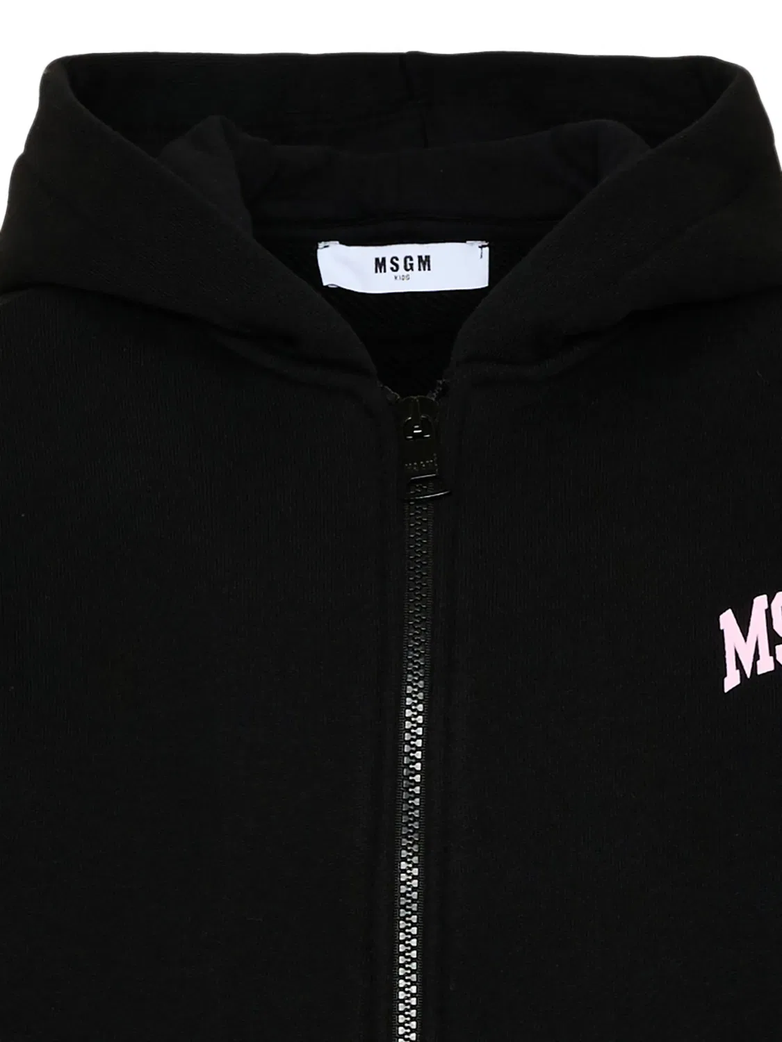 Хлопковое худи на молнии с логотипом MSGM, черный — фото 2