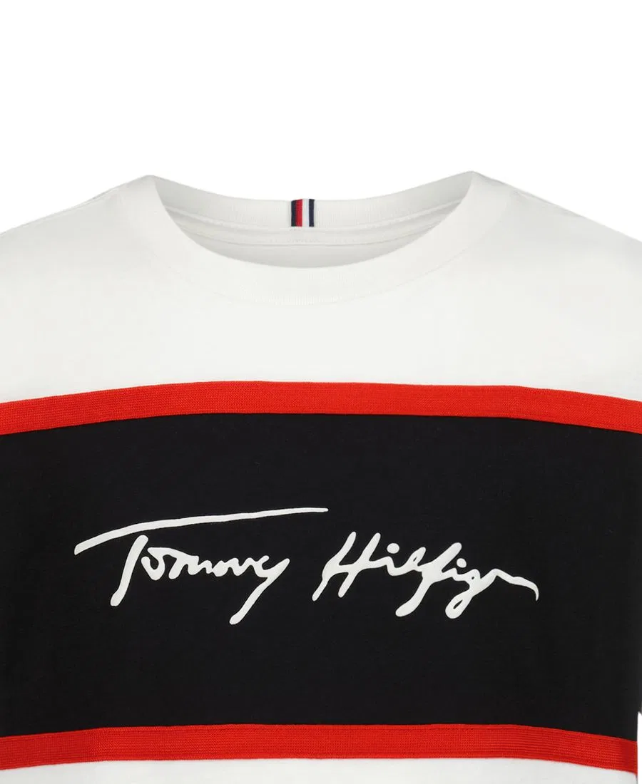 Детская футболка с коротким рукавом, цветные блоки, размер 2T-7 Tommy Hilfiger, White/Header — фото 3