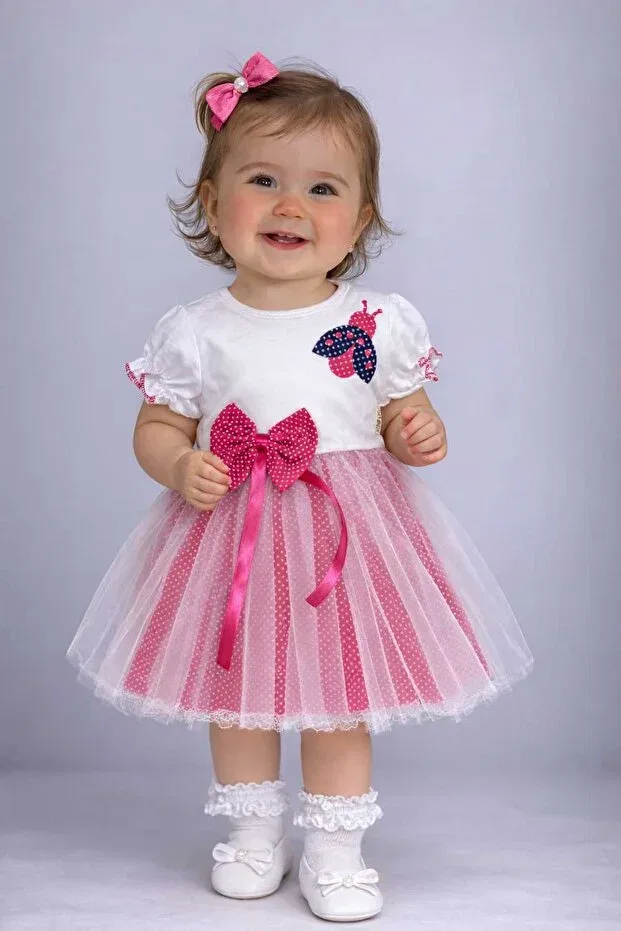 Детское платье для девочек с принтом Tulle Lined Ladybug Neocotton, Fuchsia