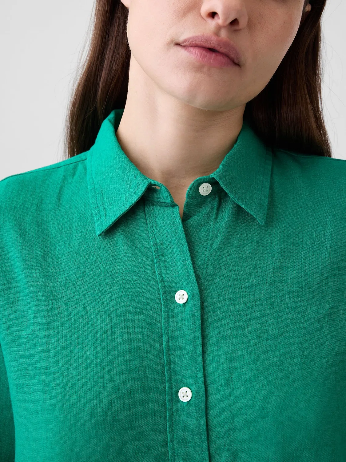 Рубашка из льняной смеси Easy Linen Gap, зеленый — фото 4