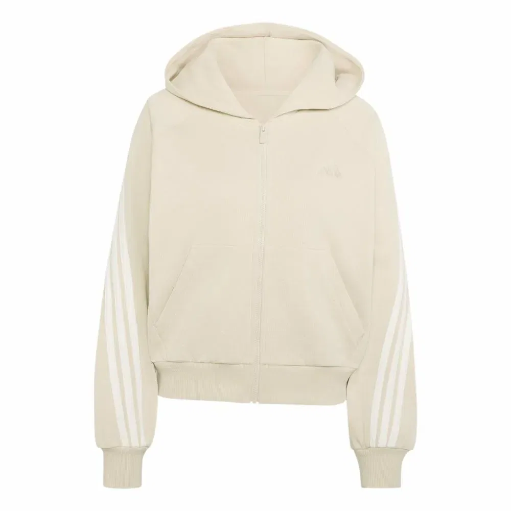 Худи на молнии Adidas Kit 3 Stripes, бежевый — фото 3