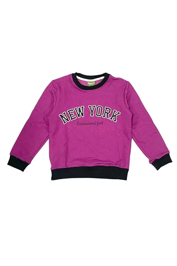 Детский спортивный костюм для девочек с принтом New York Printed Mnk Baby&Kids, Purple — фото 2