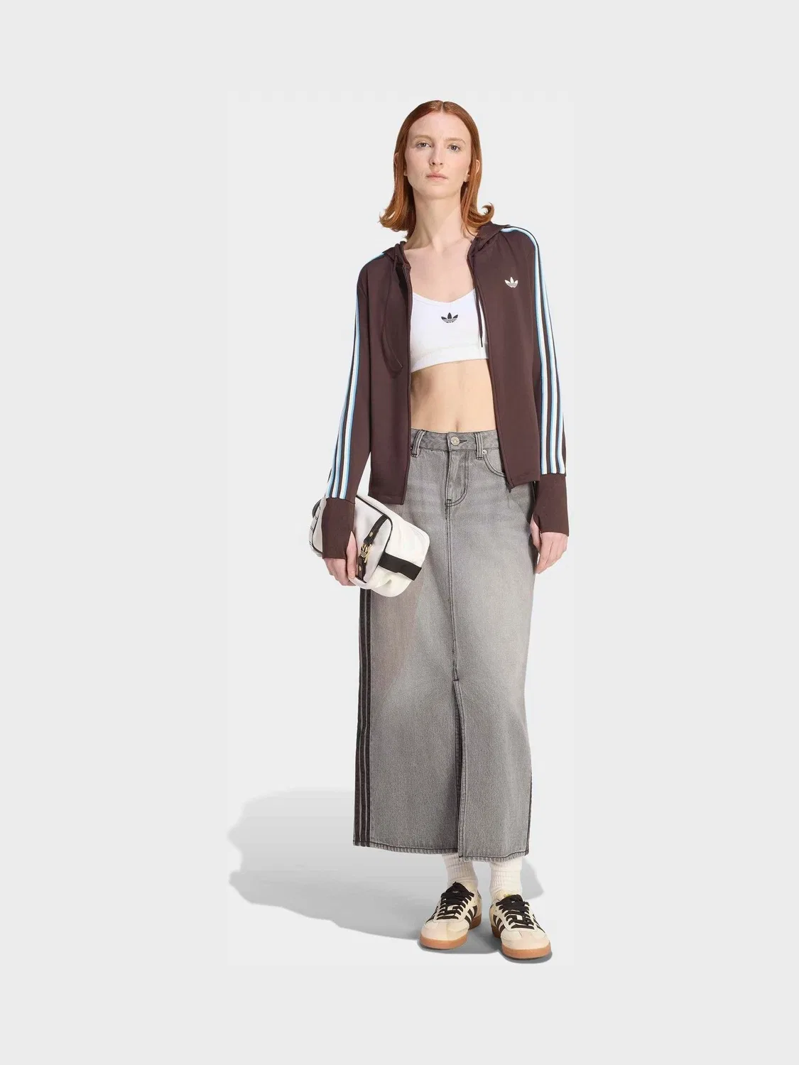 Худи с капюшоном, три полоски, adidas Originals, коричневый — фото 3