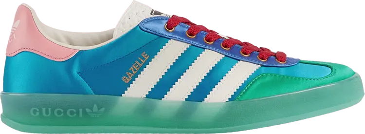 Лимитированные кроссовки Adidas Adidas x Gucci Wmns Gazelle 'Light Blue Silk', синий — фото 2