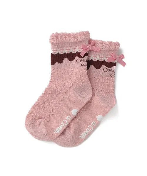Детские носки с кружевным дизайном и сердцем coeur a coeur, Pink — фото 3