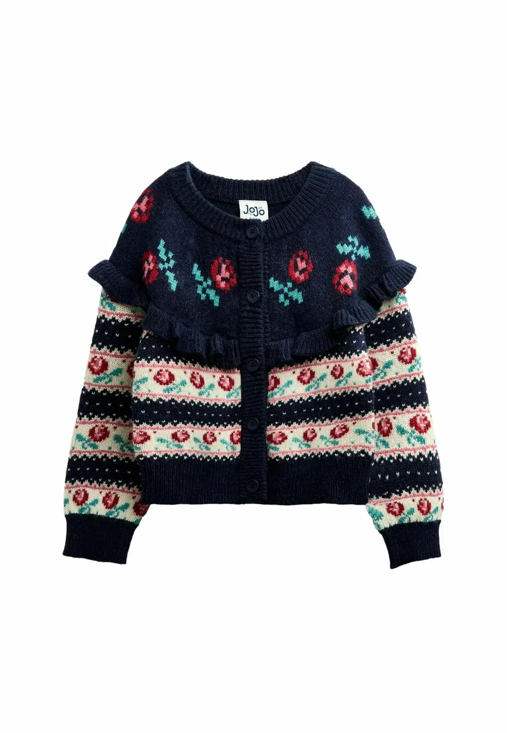 Кардиган с оборками в стиле фэр-айсл - кардиган Jojo Maman Bébé, Navy Blue Rose