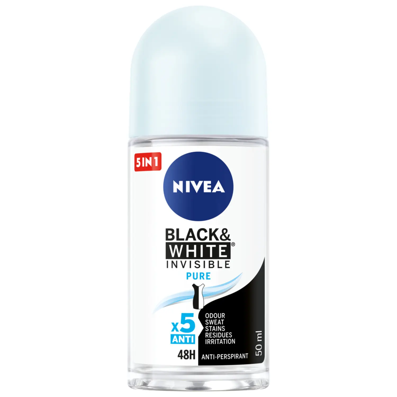 

Nivea Black & White Invisible Pure женский шариковый антиперспирант, 50 мл