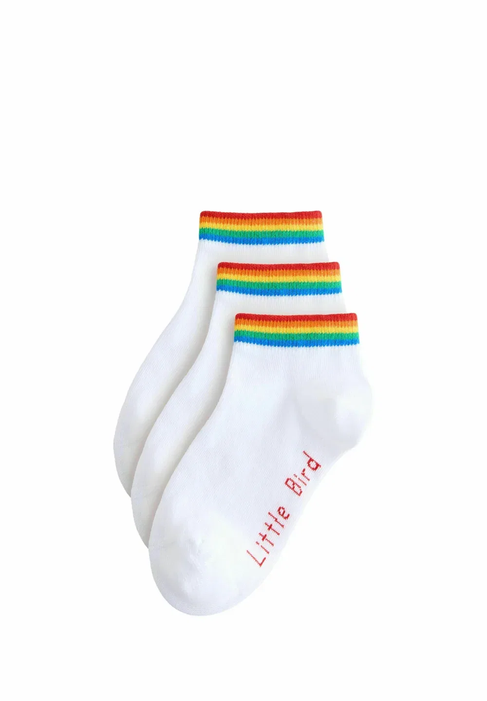Комплект из 3 кроссовок - носки Little Bird, White Bright Rainbow Stripe