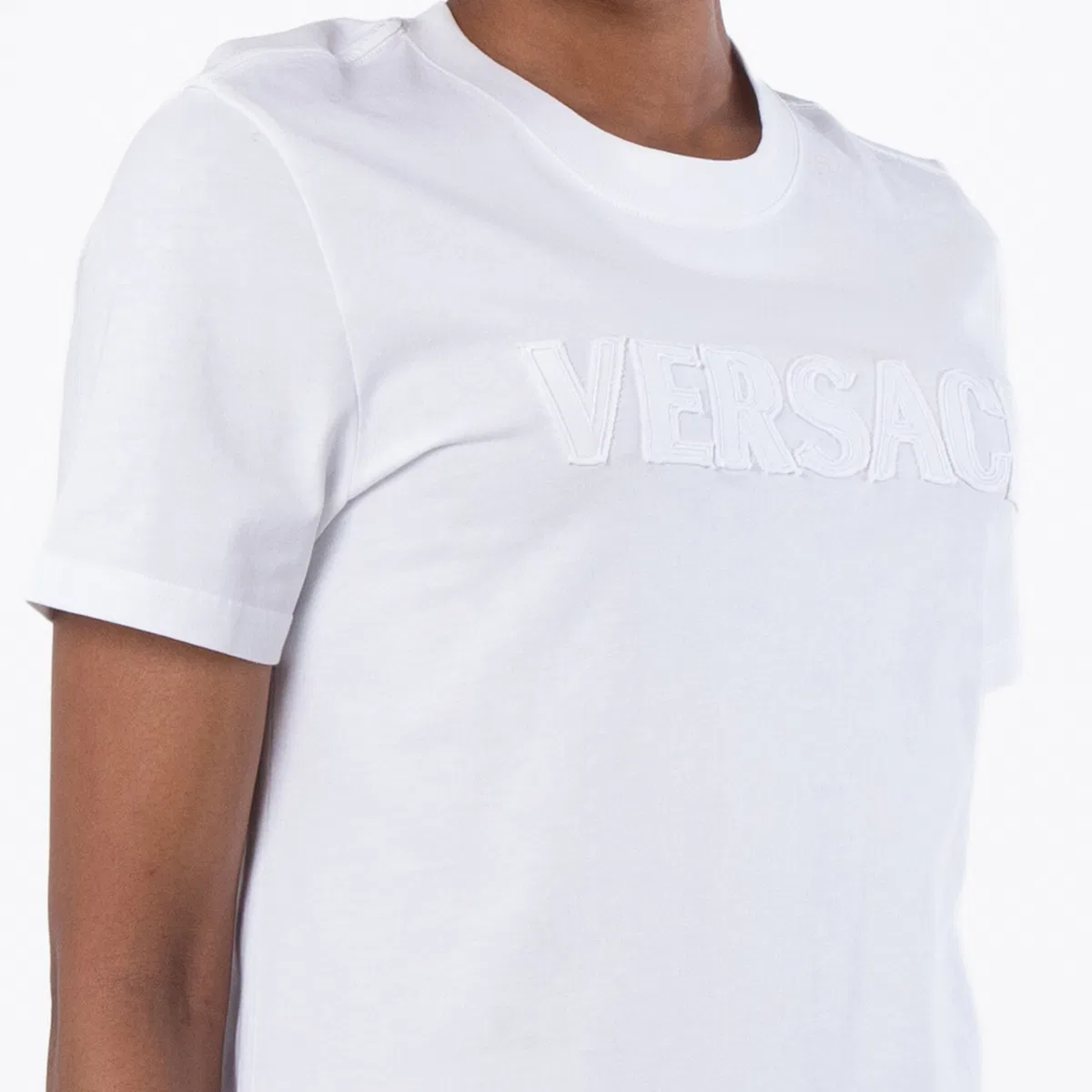 Футболка с длинным рукавом Logo-Applique Crewneck T-Shirt Versace, Optical White — фото 2