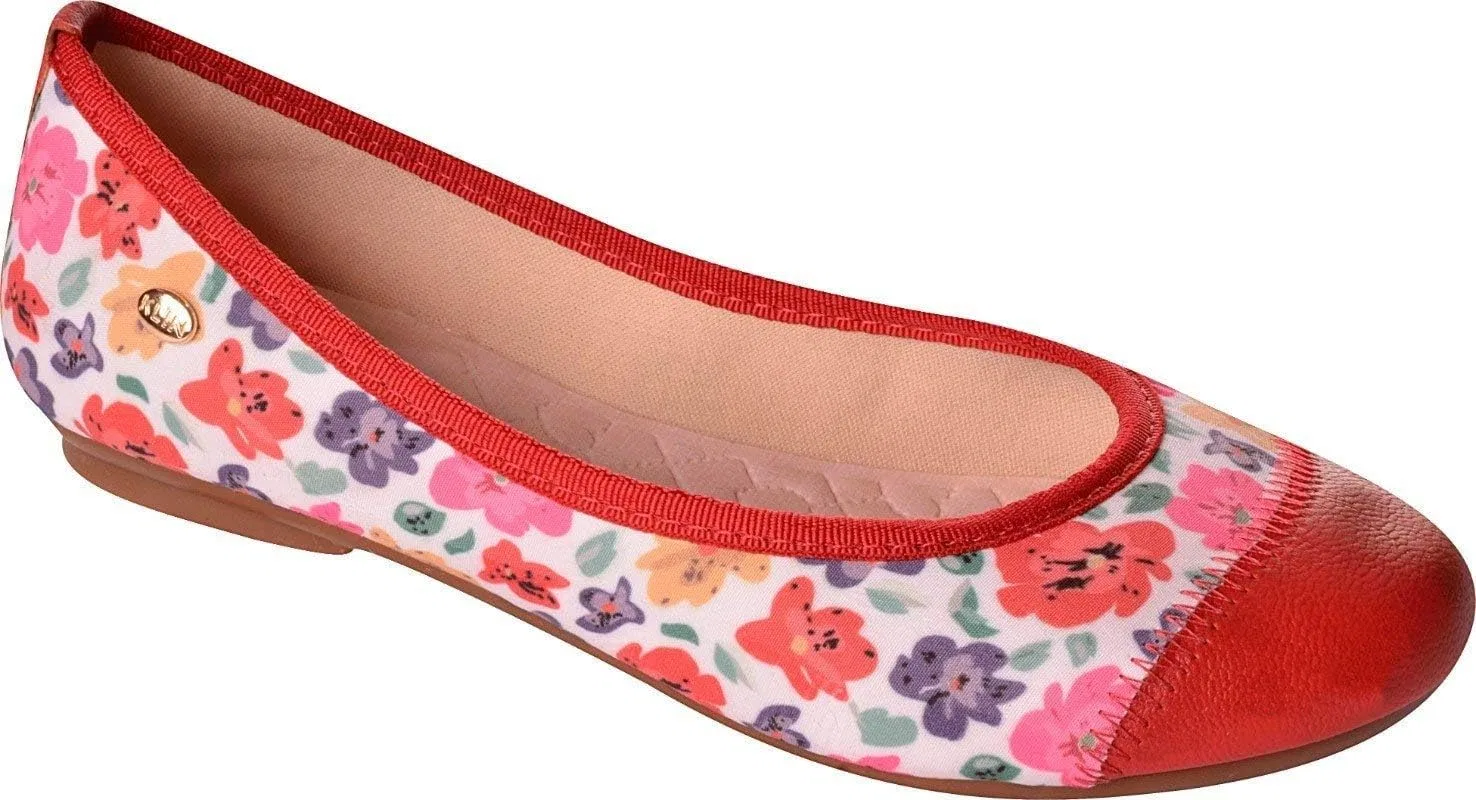 Детские балетки для девочек с цветочным принтом KIDKLICK FUN FASHION, Red