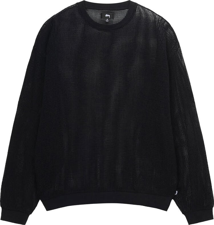

Лонгслив Stussy Cotton Mesh Long-Sleeve Crew 'Black', черный