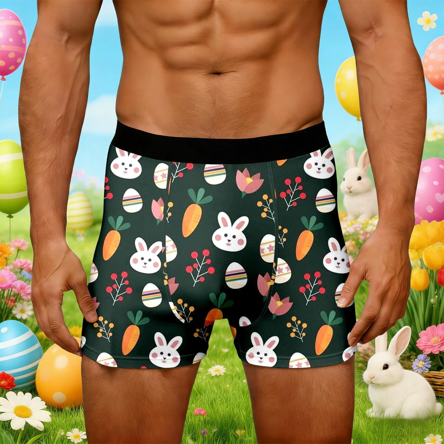 Мужские термобрюки с принтом Easter Printed Briefs, Dark Verde-e — фото 2