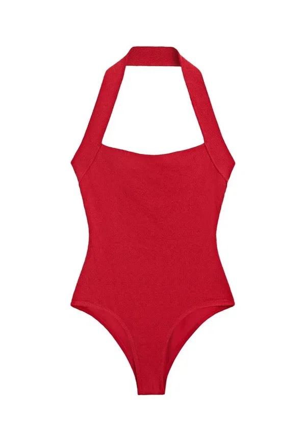 Купальник без бретелек Textu halter swimsuit Massimo Dutti, красный