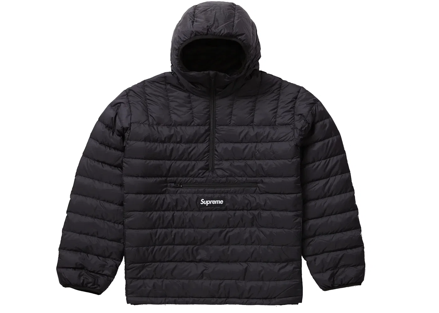 Мужской пуховик с капюшоном и молнией Micro Down Half Zip Hooded Supreme, черный