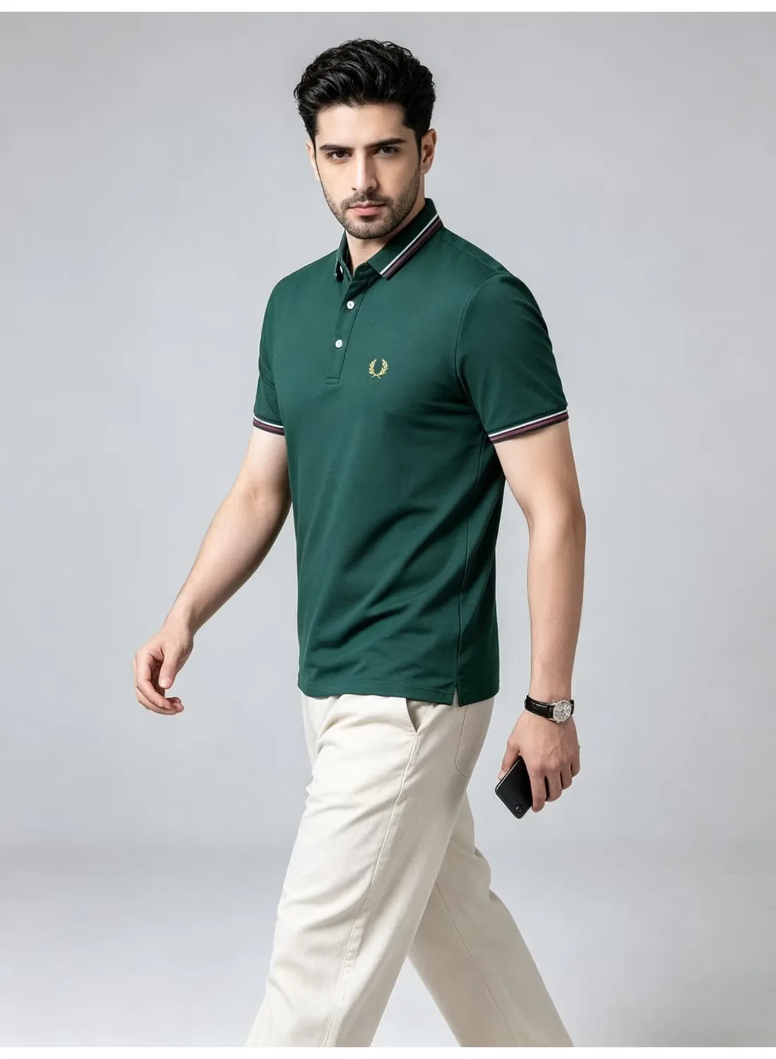 Поло с коротким рукавом с полосками Fred Perry, зеленый — фото 2