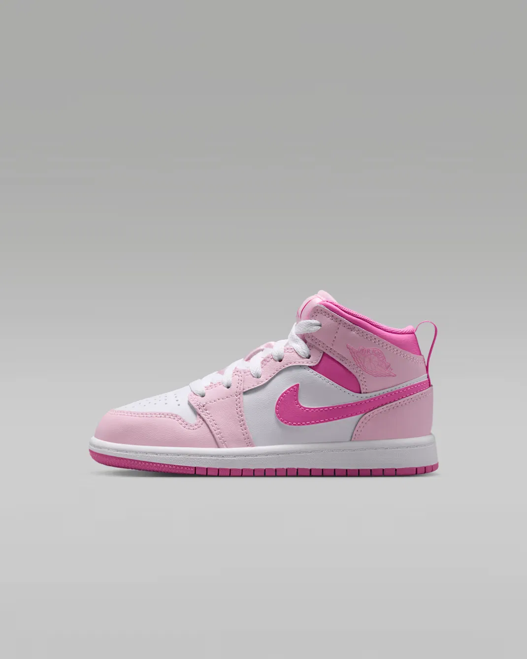 Детские кроссовки Jordan 1 Mid, Pink Foam/China Rose/White/Pink Foam