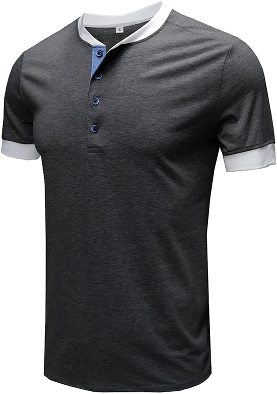 Мужская футболка с V-образным вырезом Henley Muscle Fit, Dark Gray — фото 4