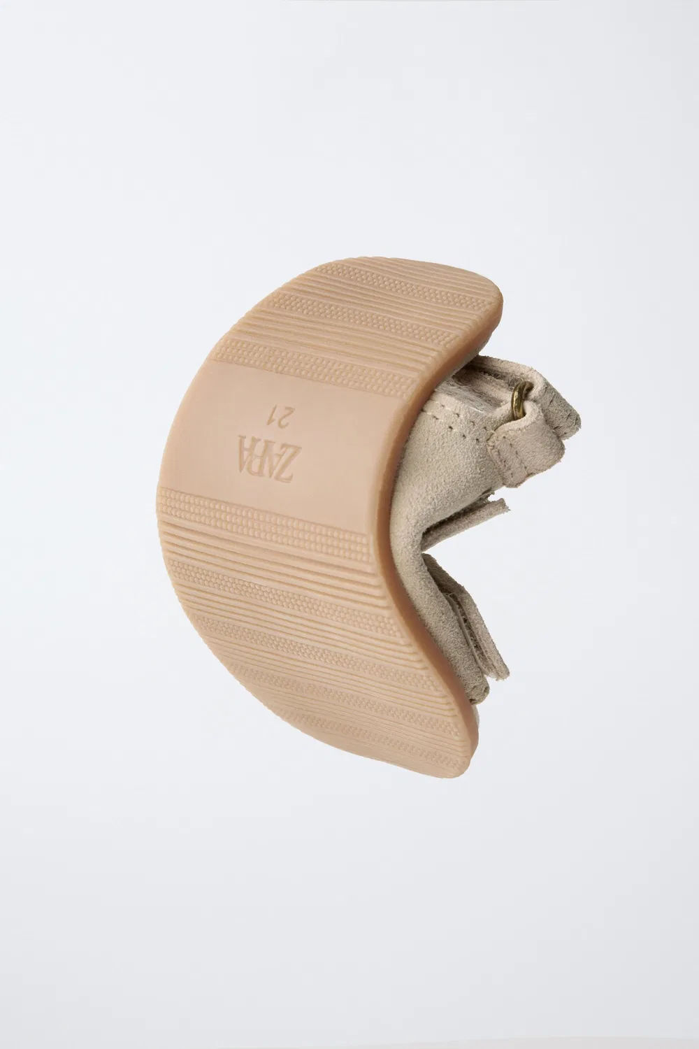 Кожаные сандалии босиком с двойным ремешком ZARA, Sand Brown — фото 3