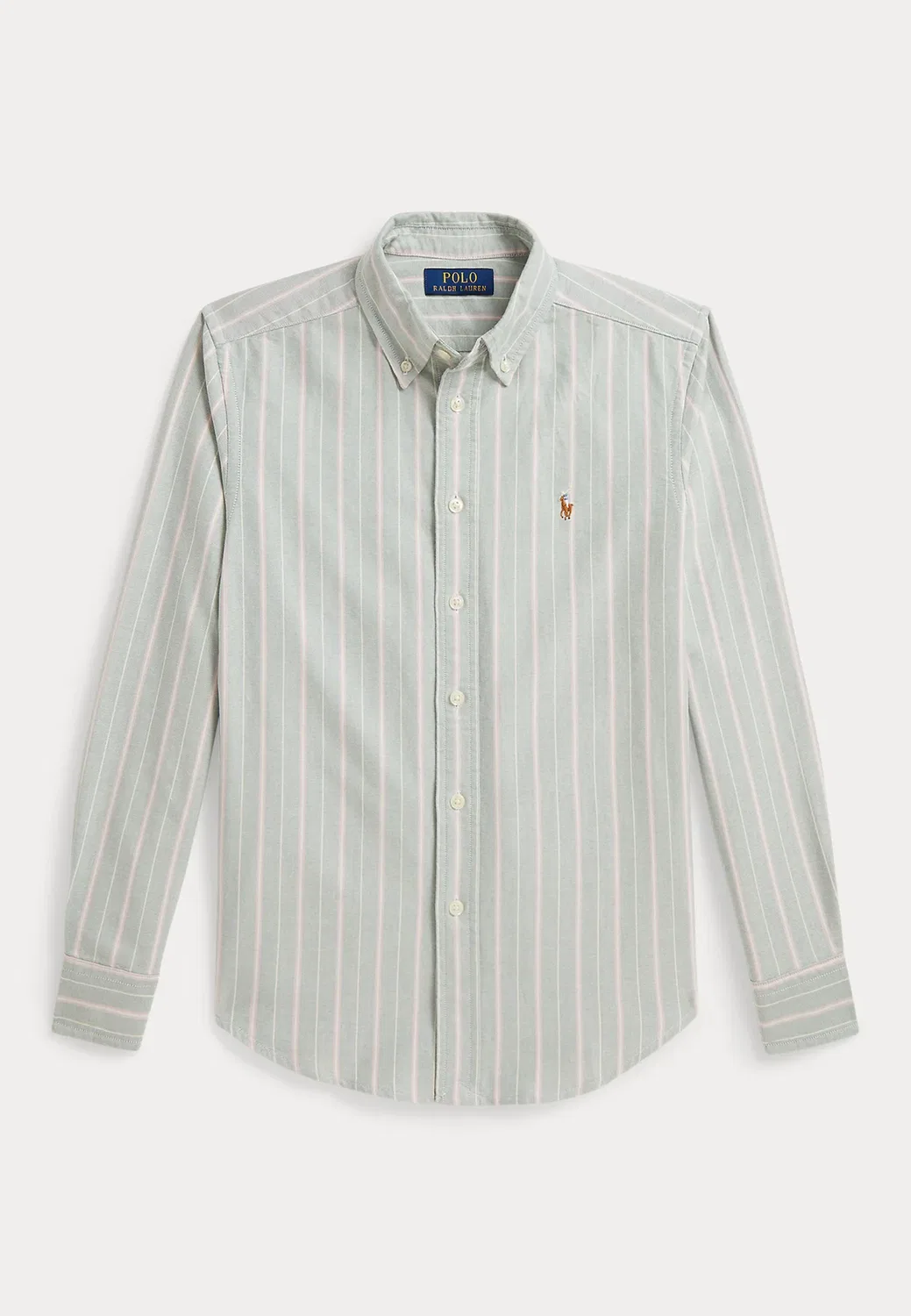 Полосатая хлопковая рубашка-оксфорд, размер 7-14 лет Polo Ralph Lauren, Forest Lavender — фото 3