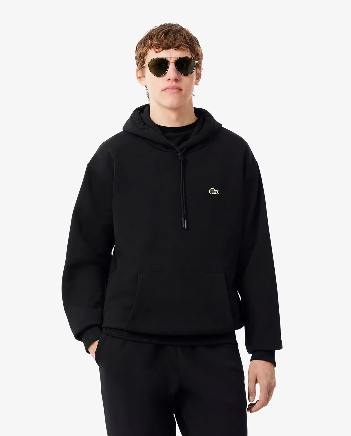 Мужская худи Lacoste с капюшоном из футера, Negro