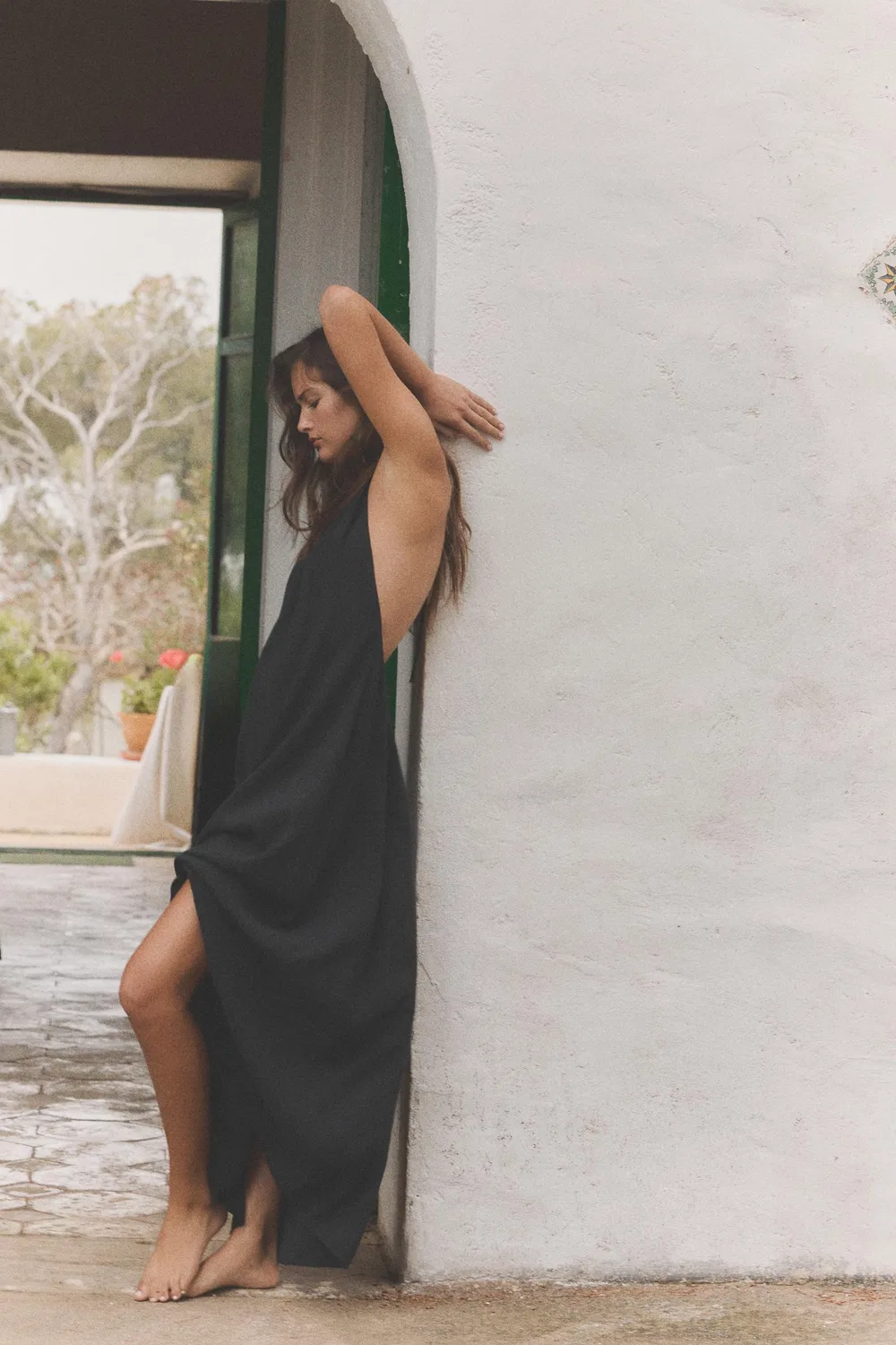 Струящееся платье с завязками на шее ZARA, Black — фото 3