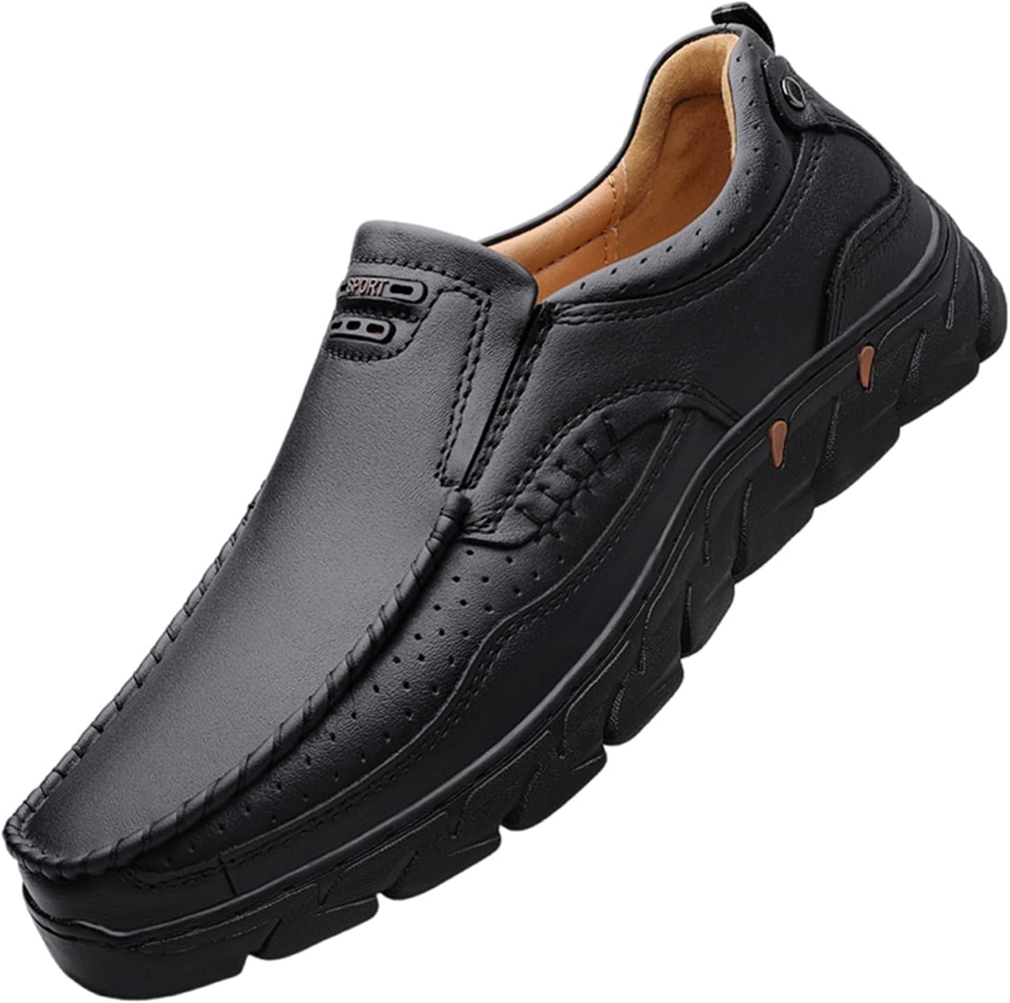 

Мужские лоферы SywzXxfybz, кожаные, без шнурков, повседневные, удобные для работы, офиса, прогулок и повседневной носки Sywzx&Xfybz, черный