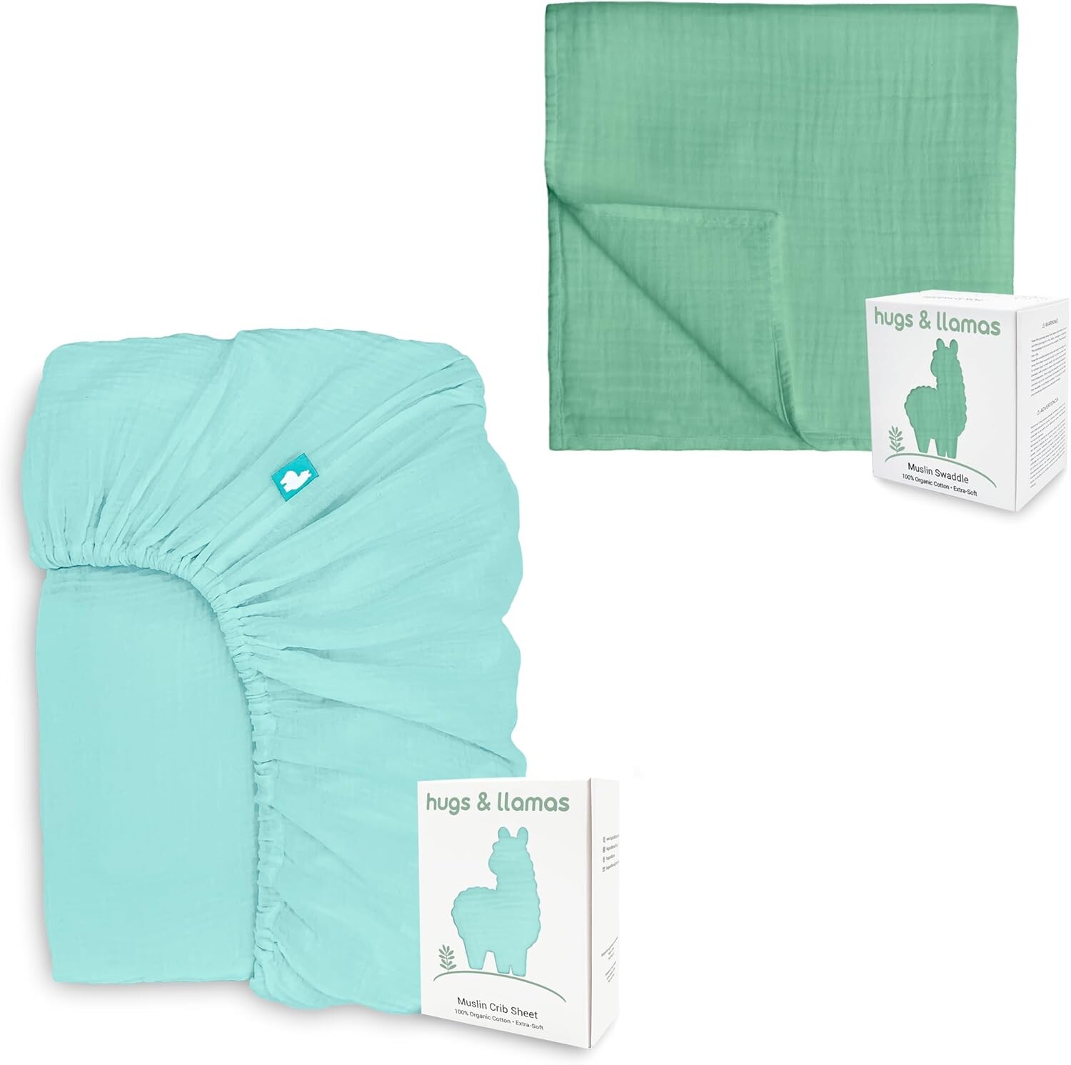 

Муслиновая простыня на подкладке из 100% органического хлопка и пеленальные одеяла из муслина из 100% органического хлопка hugs & llamas