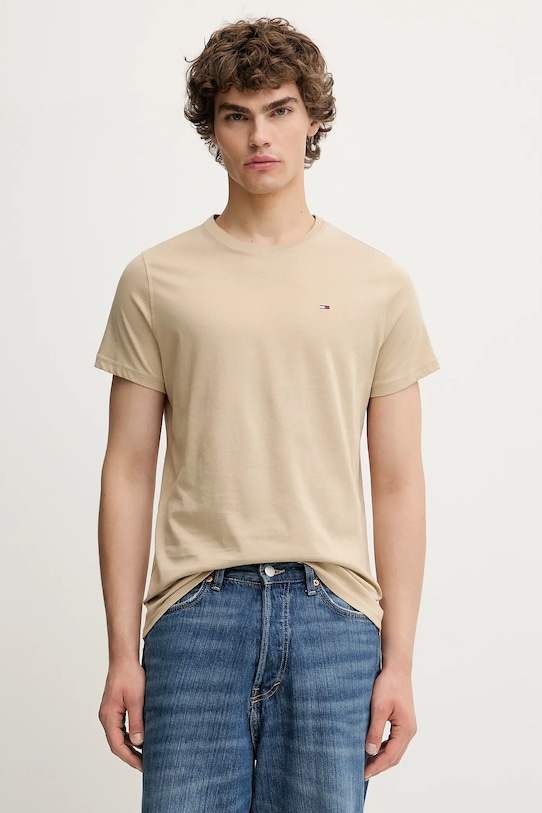 

Хлопковая футболка Tommy Jeans, бежевый