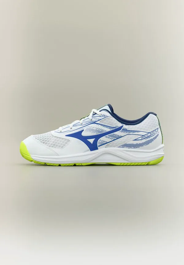 Теннисные кроссовки break shot 5 allcourt all-court Mizuno, White/Dazzling Blue/Lightning Yellow