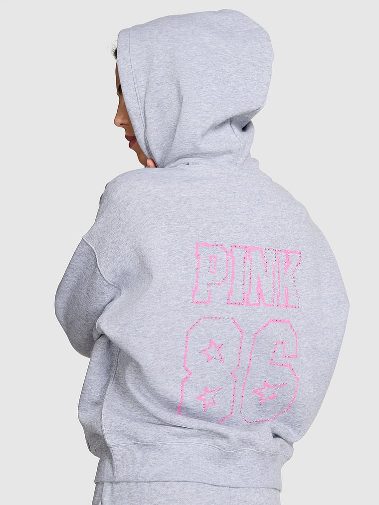

Толстовка с капюшоном Ivy из флиса с застежкой-молнией во всю длину Pink, vs medium heather grey band